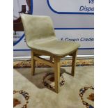 Cream Leather Chair With White Stitching Detail On A Wooden Frame (IT1028)