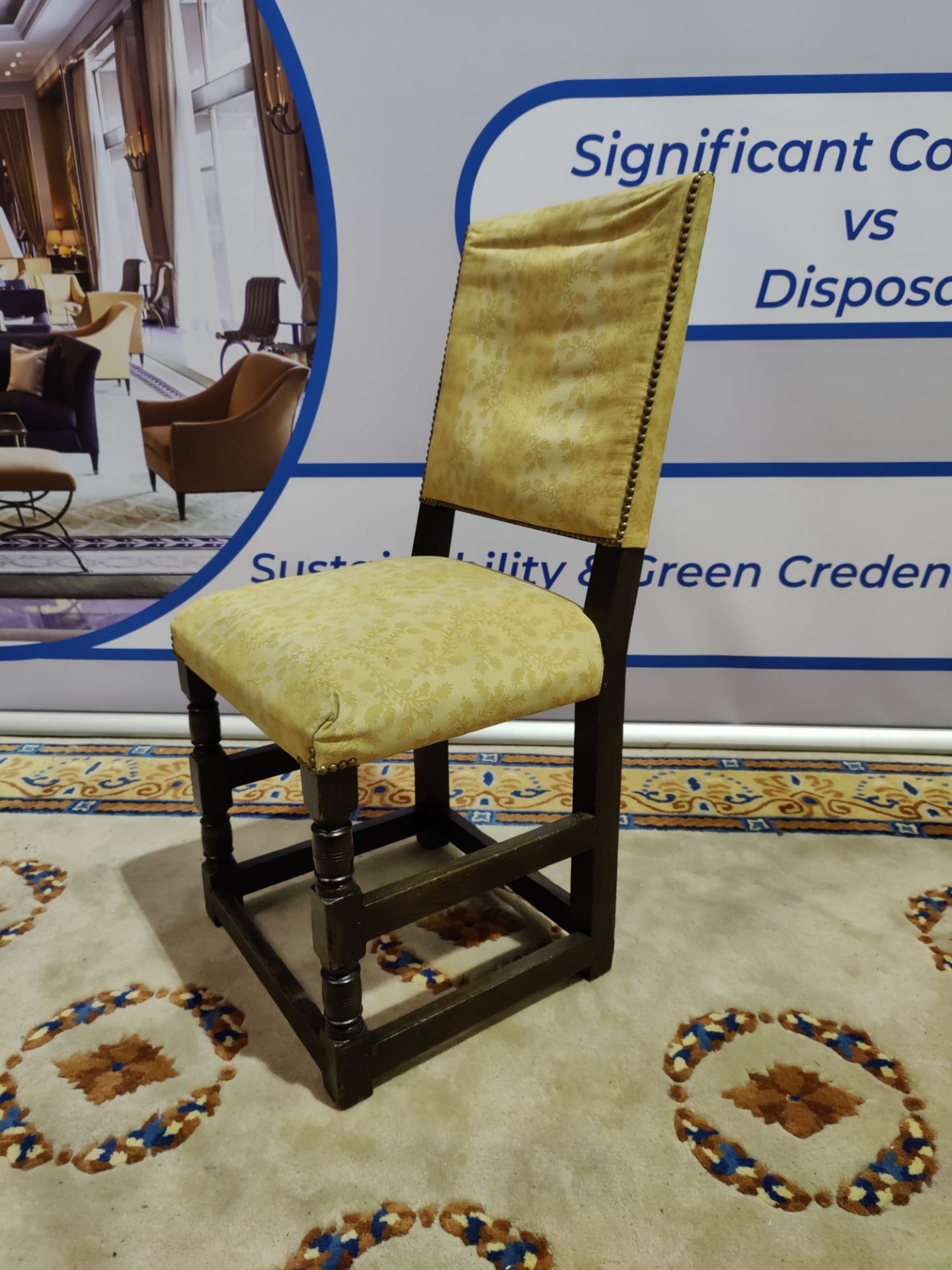 Yellow Upholstered Chair On Dark Wooden Frame (IT1029)