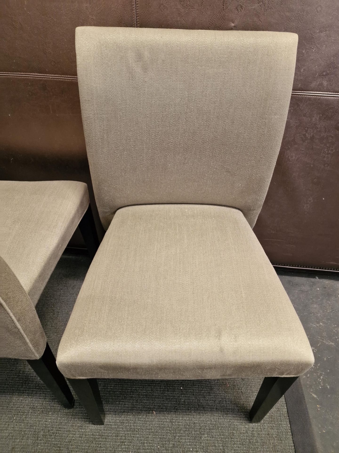 4 x Beige Fabric Dinning Chairs With Dark Wooden Legs 48cm x 43cm x 88cm High - Image 3 of 3