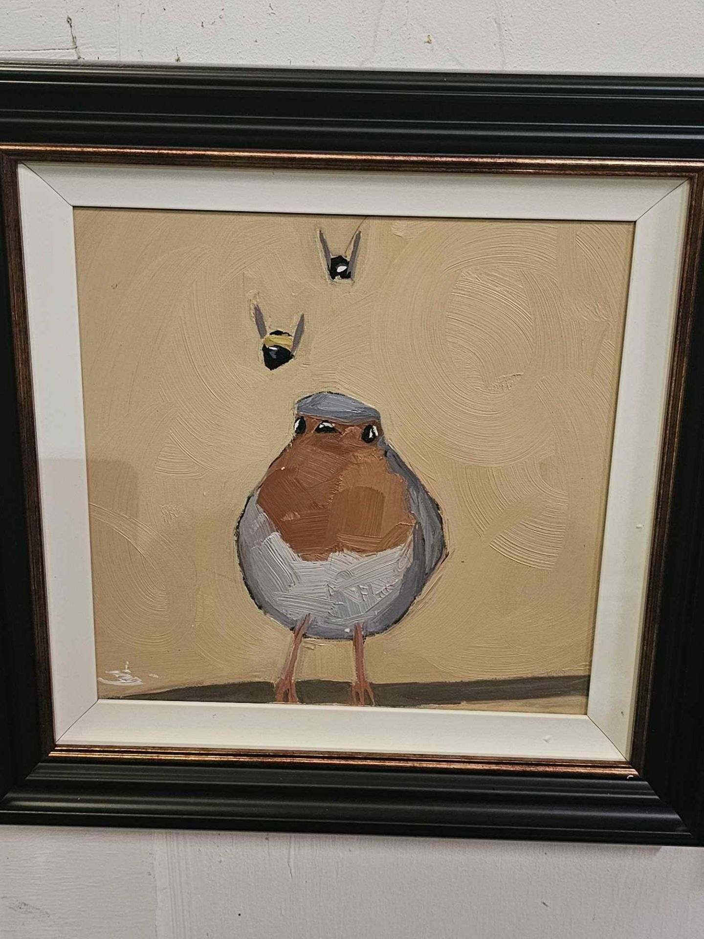 Oil On Canvas The Fat Robin by Vivak Mandalia  (British) signed  37 x 37cm Vivek’s paintings are a - Image 3 of 5