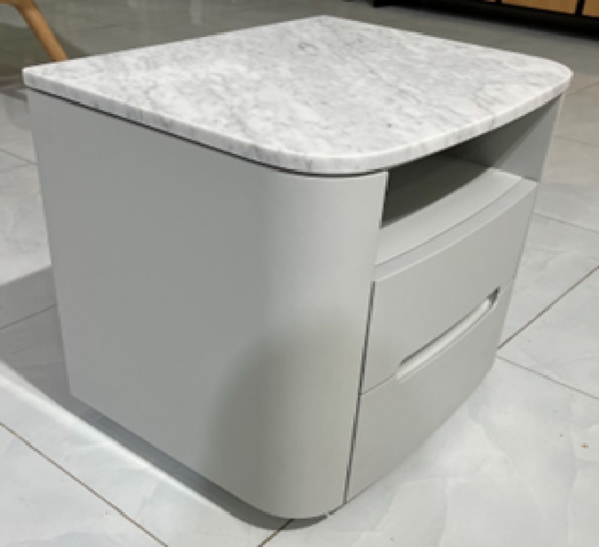 Bedside Cabinet The Florence 2 Drawer Bedside Cabinet with Italian Carrara Marble Top features a - Image 3 of 3