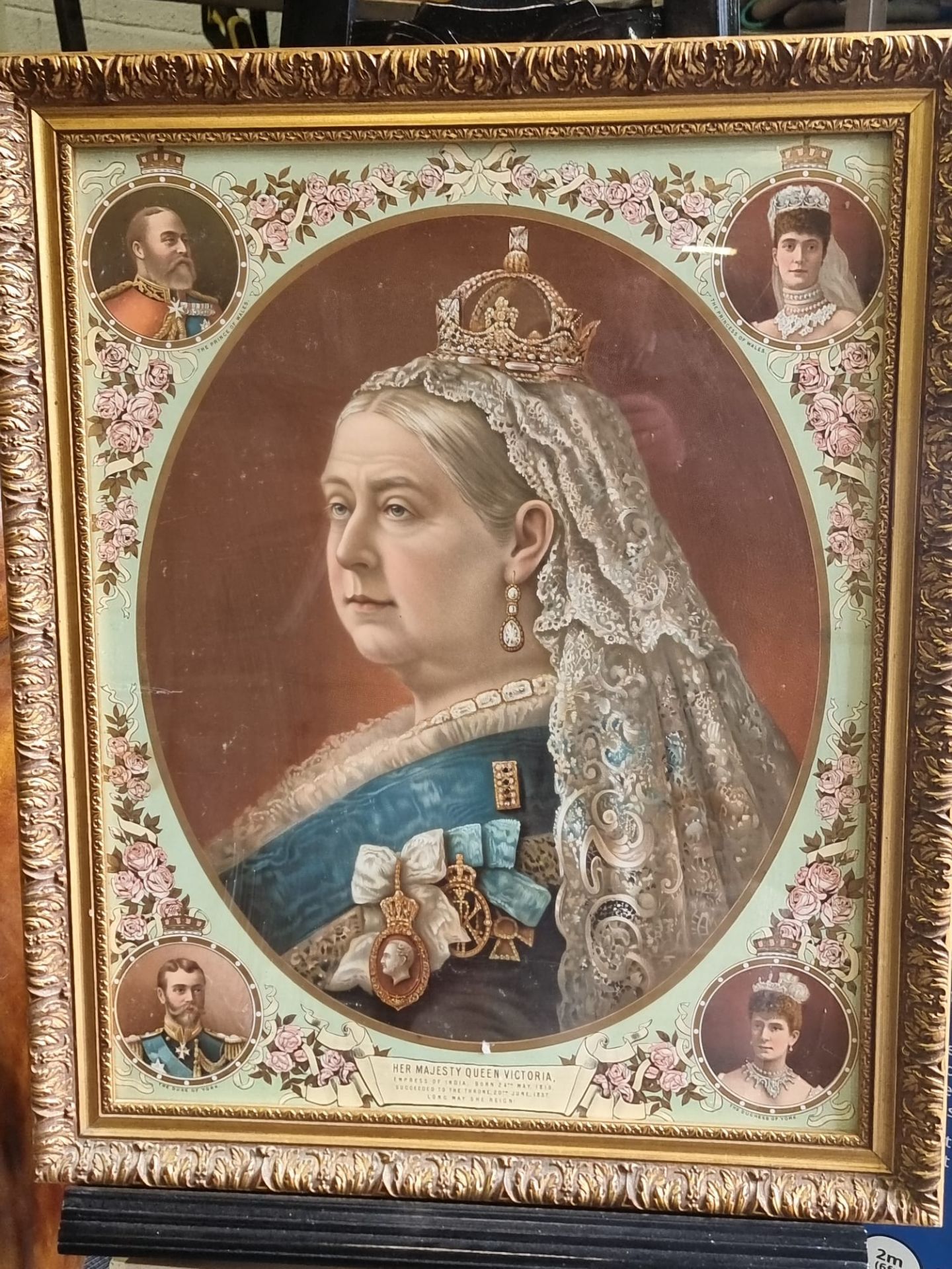 A Framed Print Of Queen Victoria With Inscription Plate Under Her Majesty Queen Victoria Empress