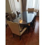Regency Style Dining Table Extendable Dining Table With Glass Top Tapered Legs And Brass Feet With