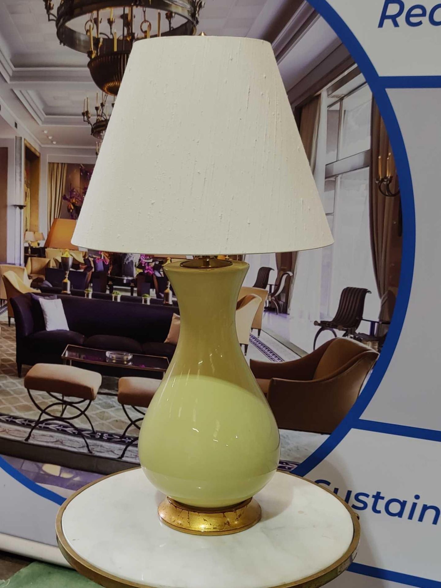A pair of Heathfield And Co Louisa Glazed Ceramic Table Lamp With Textured Shade 76cm - Image 3 of 5