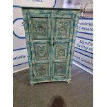 Handcrafted Two Door Distressed Painted Cabinet This Is A Beautiful Carved Cabinet That Has Been