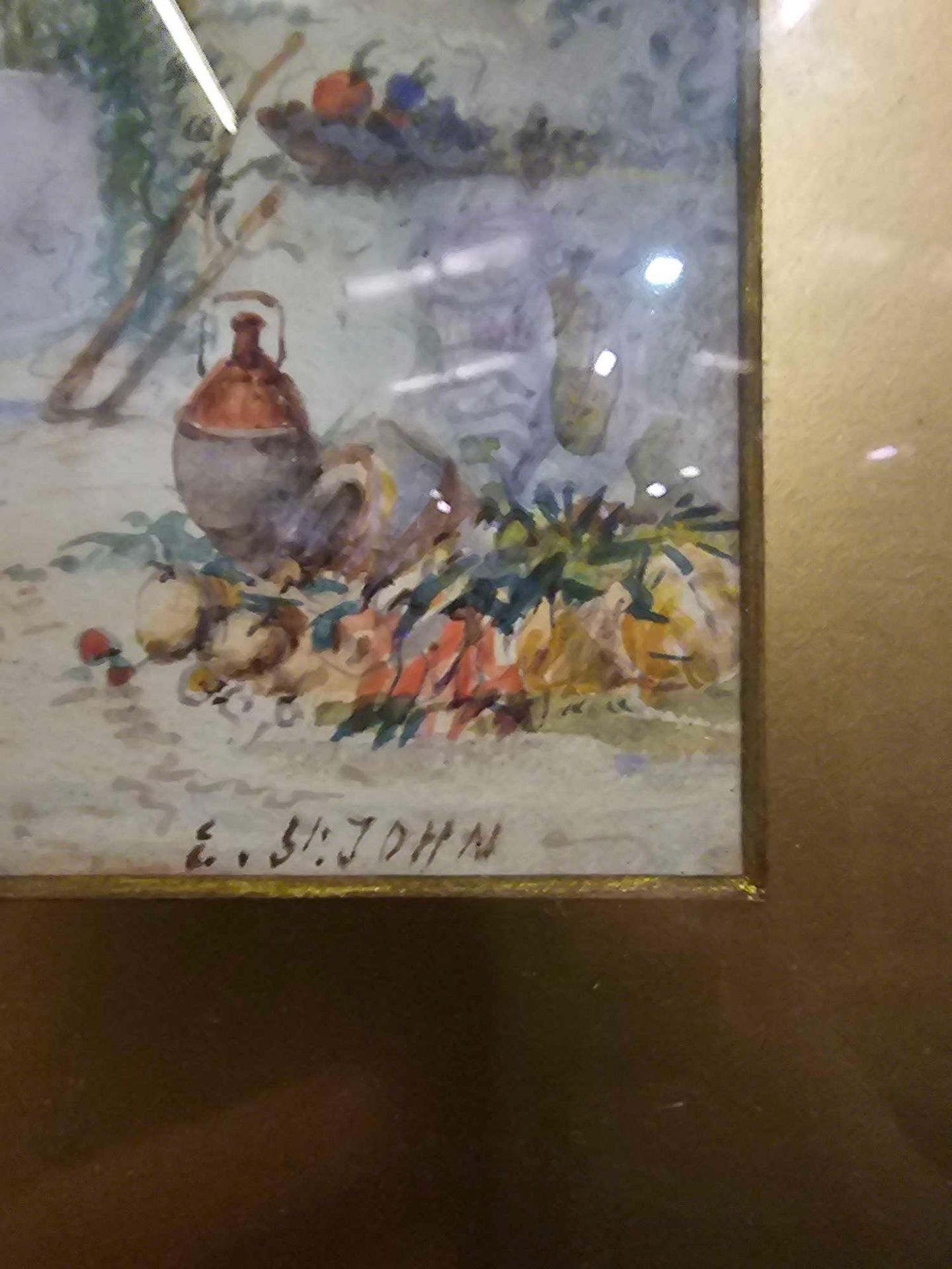 Lake Maggian Water Colour By Edwin St. John (British, Act.1880-1920), Signed And Framed In Antique - Image 5 of 5