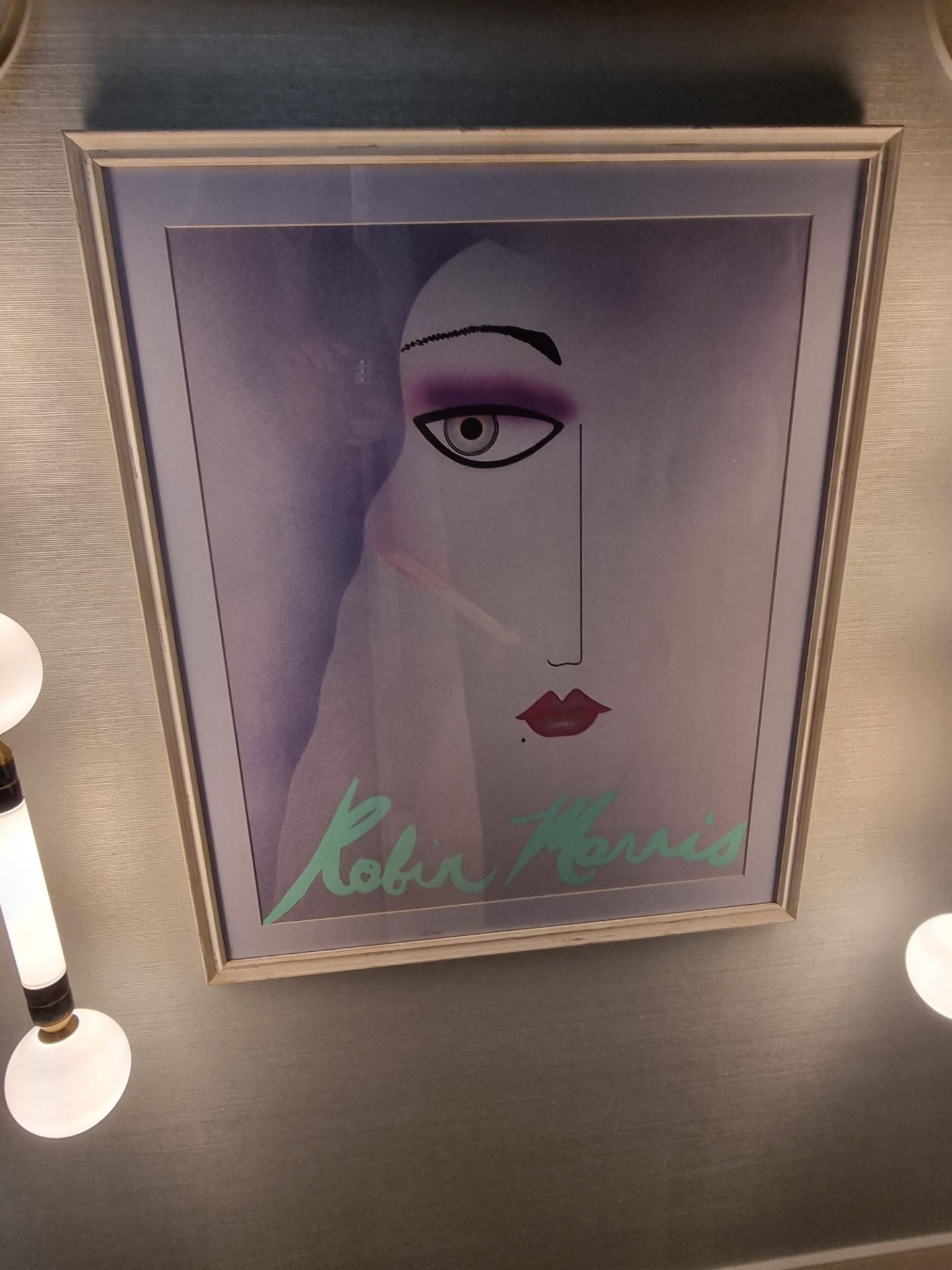 Framed Art The Face, A Captivating 1980s Poster By Accomplished American Artist Robin Morris (B. - Image 3 of 4
