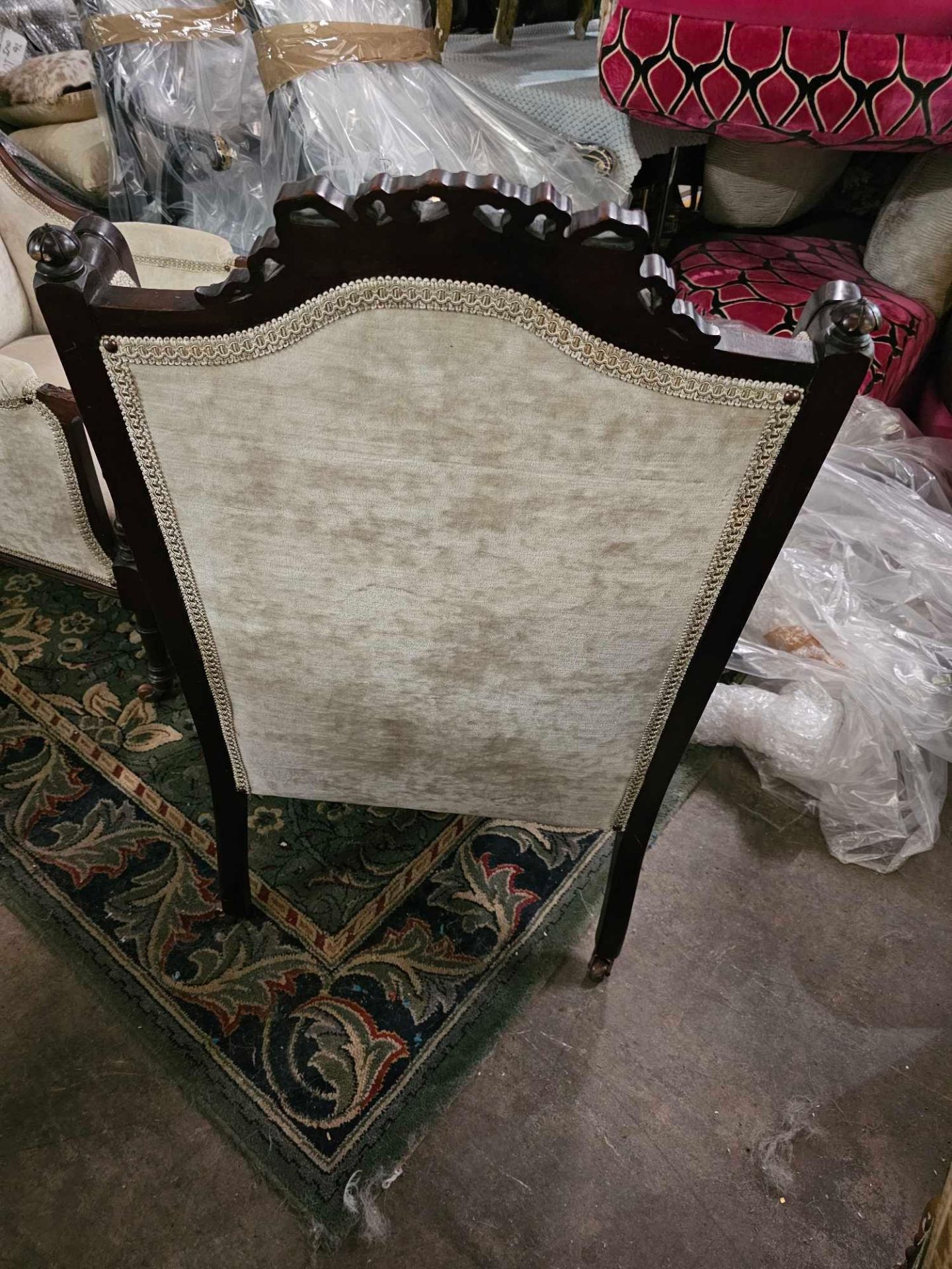 A Pair Of Mid Century French Bergere Chairs Lovely Bergere A Oreilies Features A Shaped Back - Image 7 of 13