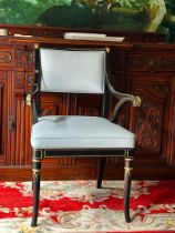 **Brand New ** Jonathan Charles Linden Dining Armchairs upholstered in duck egg blue leather A