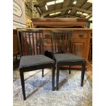 4 x Black Solid Wooden Dining Chairs With Grey Upholstered Seat Pad 45 x 40 x 89cm