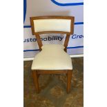A Walnut Framed Side Chair With A Cream Upholstered Back Rest And Shaped Seat Pad Featuring Stud Pin