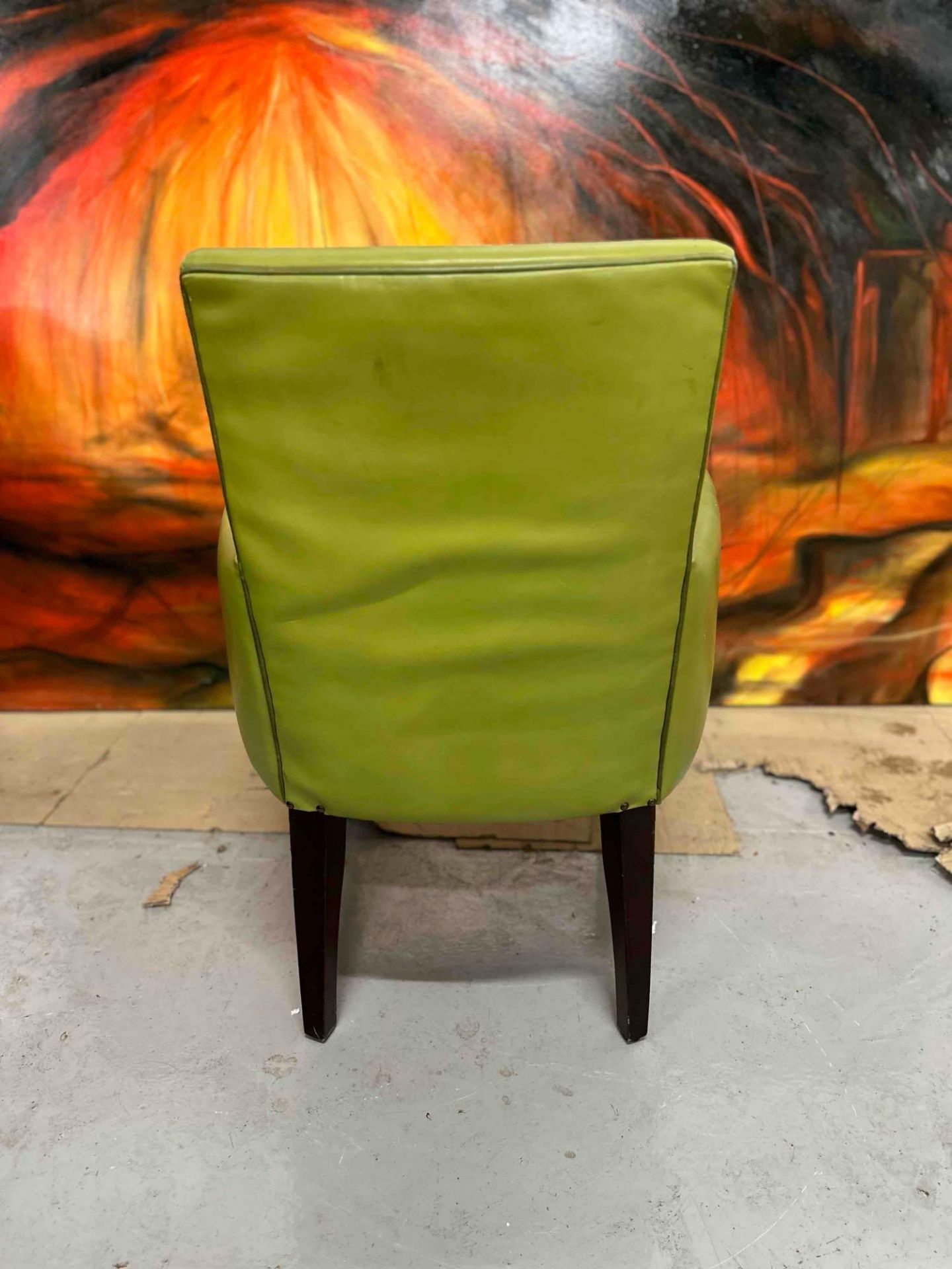 Colber International Lime Green Leather Armchair With Button Detail On Wooden Frame Enjoy - Image 4 of 5