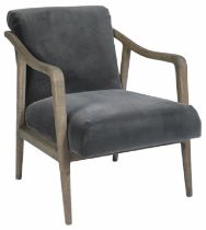 Alton Chair This classic and sophisticated weathered wood and upholstered chair is framed in solid