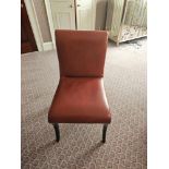 Scroll Back Leather Side Chair Legs And Frame In Solid Oak With A Stained Finish Upholstered In