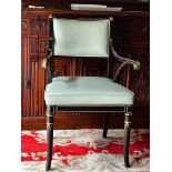 **Brand New ** Jonathan Charles Linden Dining Armchairs upholstered in sage green leather A Modern