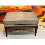 An Embossed Leather Foot Stool On A Carved Wooden Frame With Stud Detail (Ref IT1024) 65 x 68 x