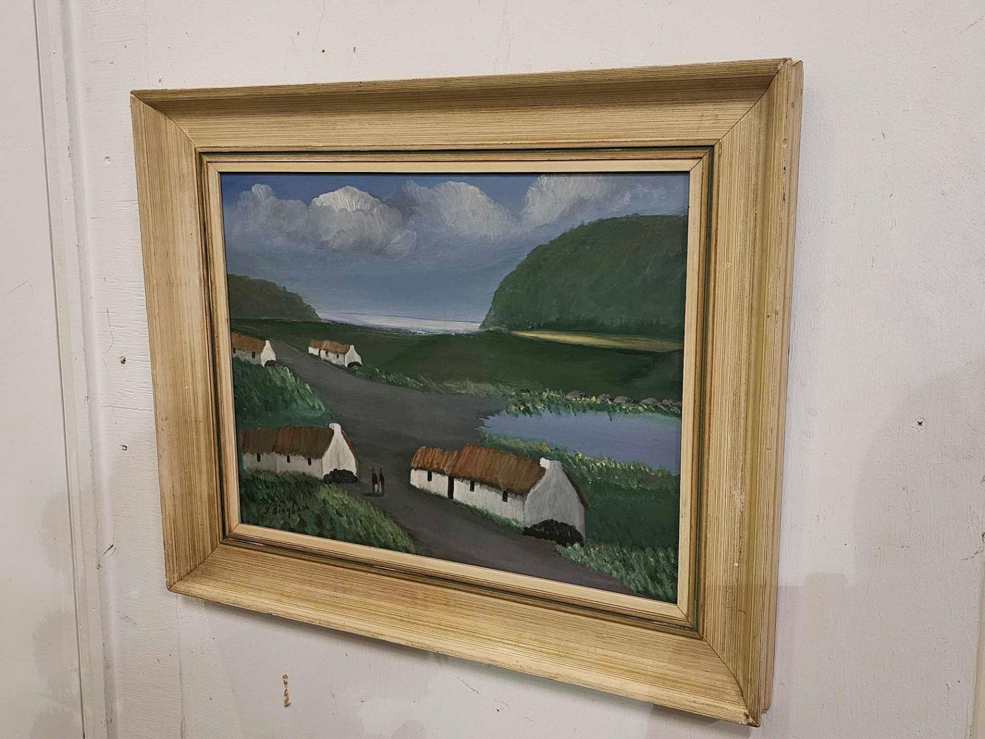 Cottages Donegal  Oil on Board By Jimmy Bingham  (1925-2009) 48 x 58cm James Bingham was born in - Bild 3 aus 5