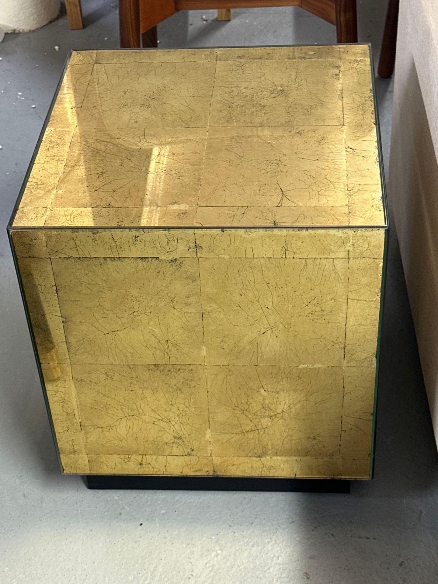 Gatsby Side Table- The Cubic Form Is Set Off By The Hand Applied Gilt Leaf Under The All Over - Image 2 of 4