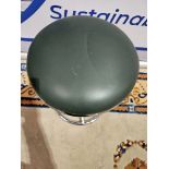 2 x Zoeftig Modern Chrome Vanity Stool Round Stool With green Vinyl Seat