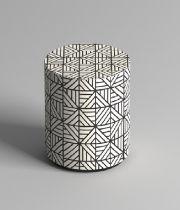 Bogart Geometric Table The Bogart Black & White Drum Geometric Side Table offers a contemporary