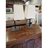 A Pair Of Sifra Lms400/Eng Table Lamps Metal Patinated With Cream Shade 60cm