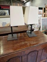 A Pair Of Sifra Lms400/Eng Table Lamps Metal Patinated With Cream Shade 60cm