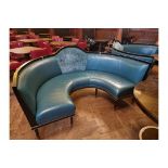 A  bespoke Robert Angell tufted leather banquette upholstered Circular Banquette Bench On Spindle