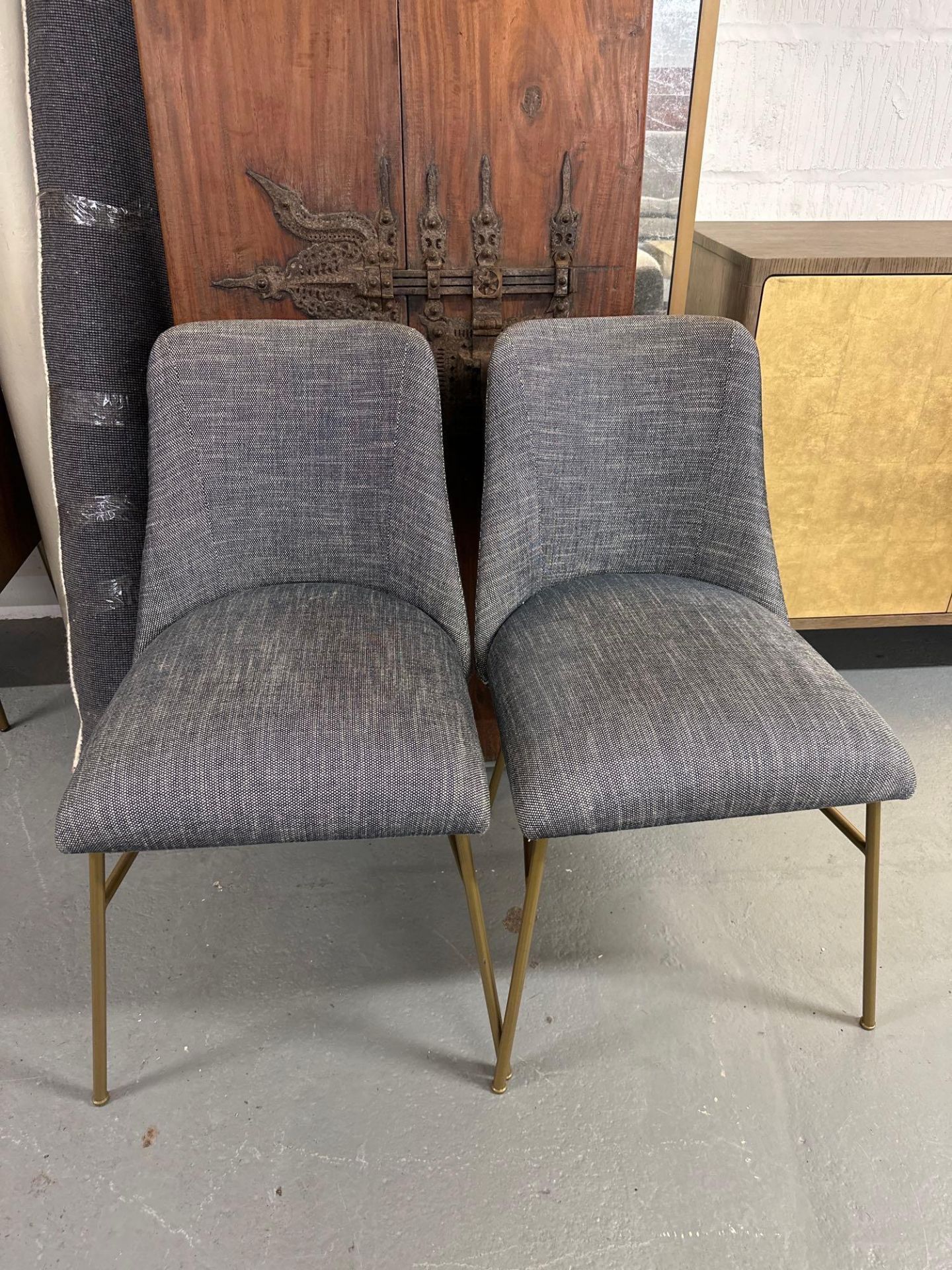 Pair Of Contemporary Dining Chairs This contemporary dining chair set features gold finish effect - Image 2 of 4