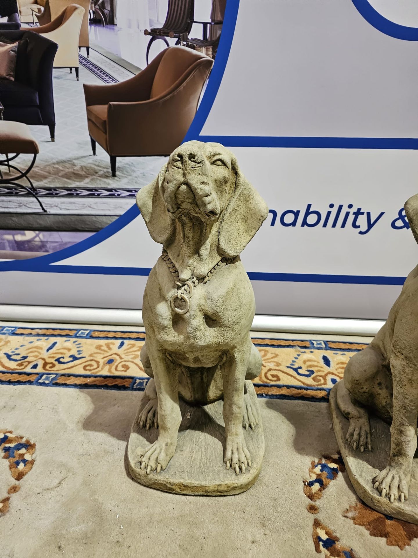 A pair of Life Size Hound Statues the perfect outdoor ornamental addition for your entryways, patio, - Image 3 of 8