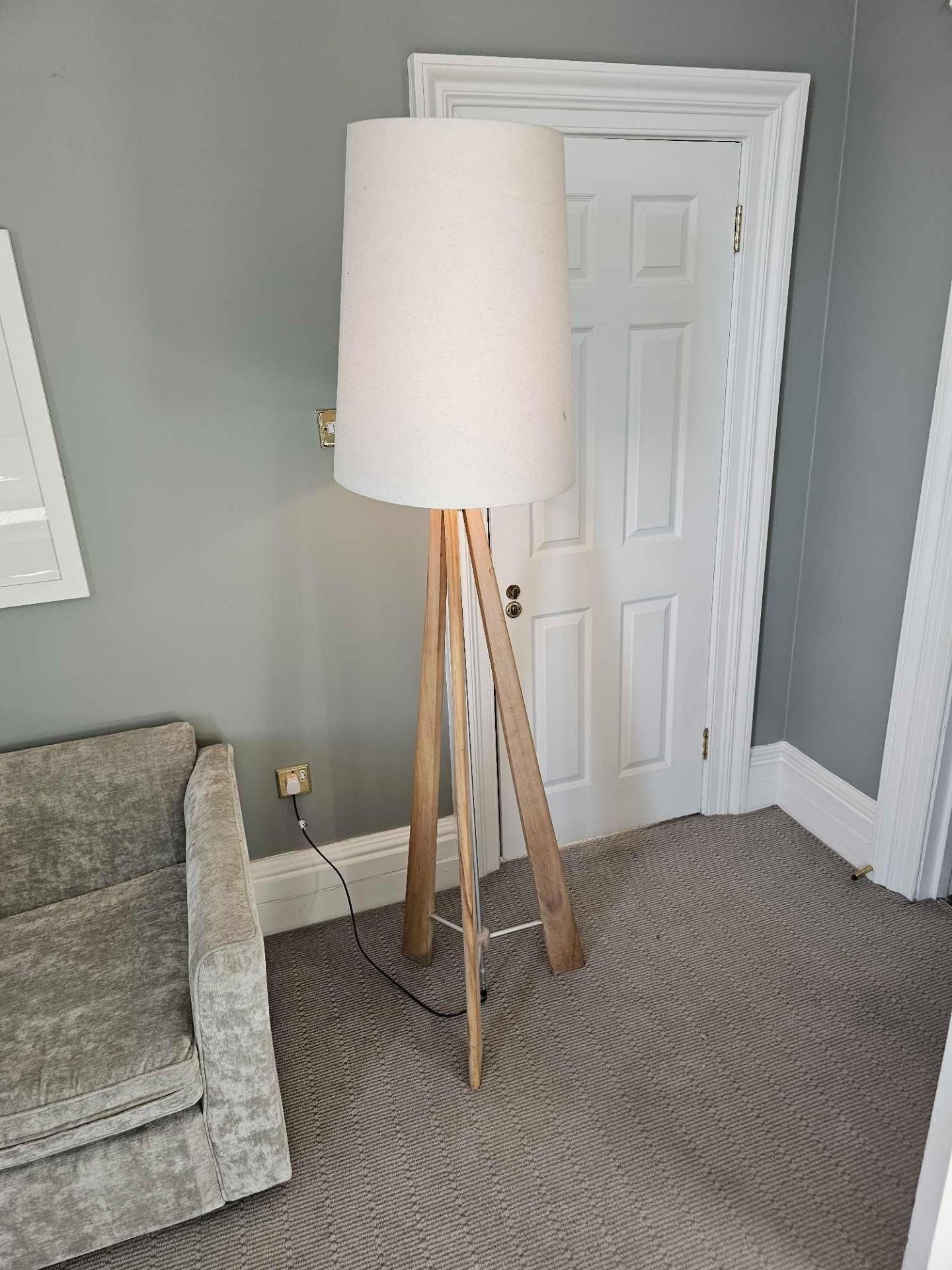 Pavillion PR Home Tri Floor Lamp The Tri Is A Large Floor Lamp Available In Natural Meh Wood The - Image 4 of 4