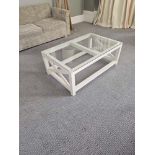 Coffee Table Designed With Tempered Glass Top That Is Scratch-Resistant And Durable, The Cross