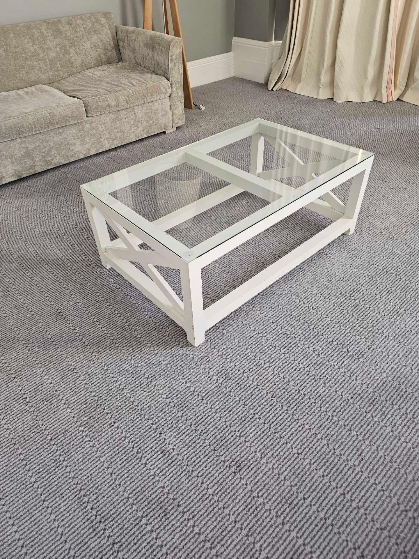 Coffee Table Designed With Tempered Glass Top That Is Scratch-Resistant And Durable, The Cross