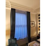 Drapes Blue Wove Linen Fully Lined With Pencil Pleat Top 180 x 290cm (Loc: Room 131)