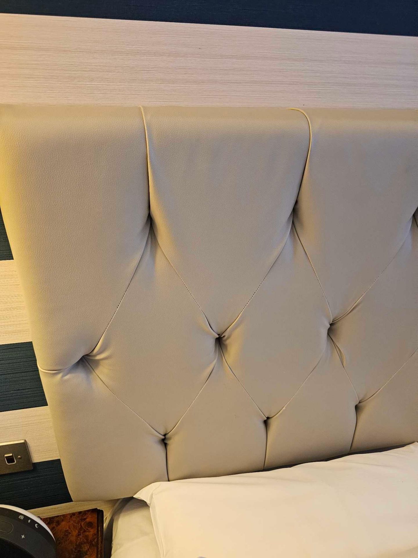 Tufted Headboard The Upholstered Off Grey Tufted Padded Headboard Is An Elegant And Sophisticated - Image 2 of 2