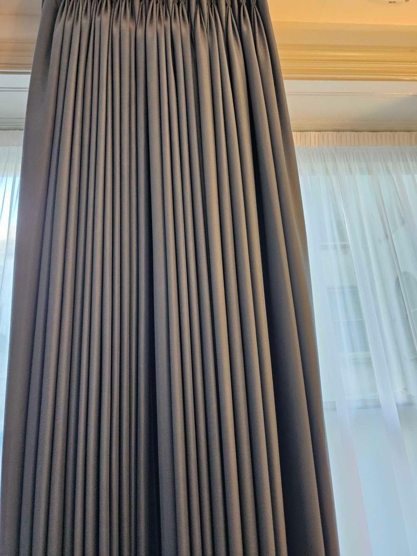 Drapes Blue Wove Linen Fully Lined With Pencil Pleat Top 240 x 340cm (Loc: Room 133) - Image 2 of 3
