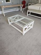 Coffee Table Designed With Tempered Glass Top That Is Scratch-Resistant And Durable, The Cross