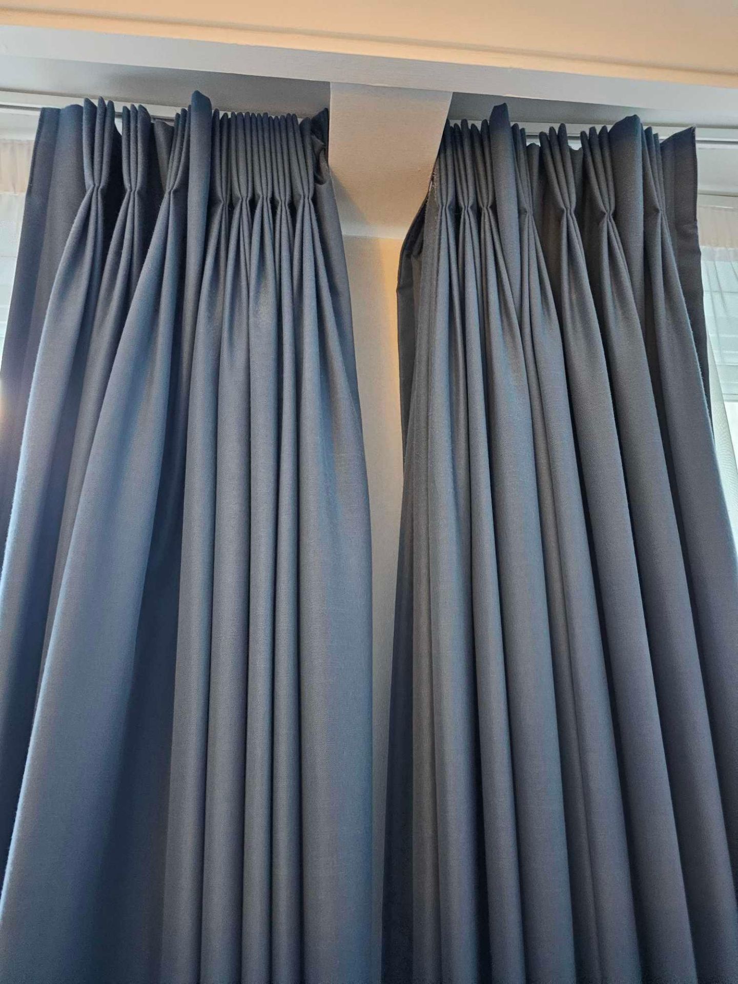 2 x Pair Of Drapes Blue Wove Linen Fully Lined With Pencil Pleat Top 200 x 260cm (Loc: Room 132) - Image 3 of 3