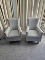 A Pair Of Accent Chairs The Contemporary Accent Chair With Simple Silhouette And Hardwood Frame