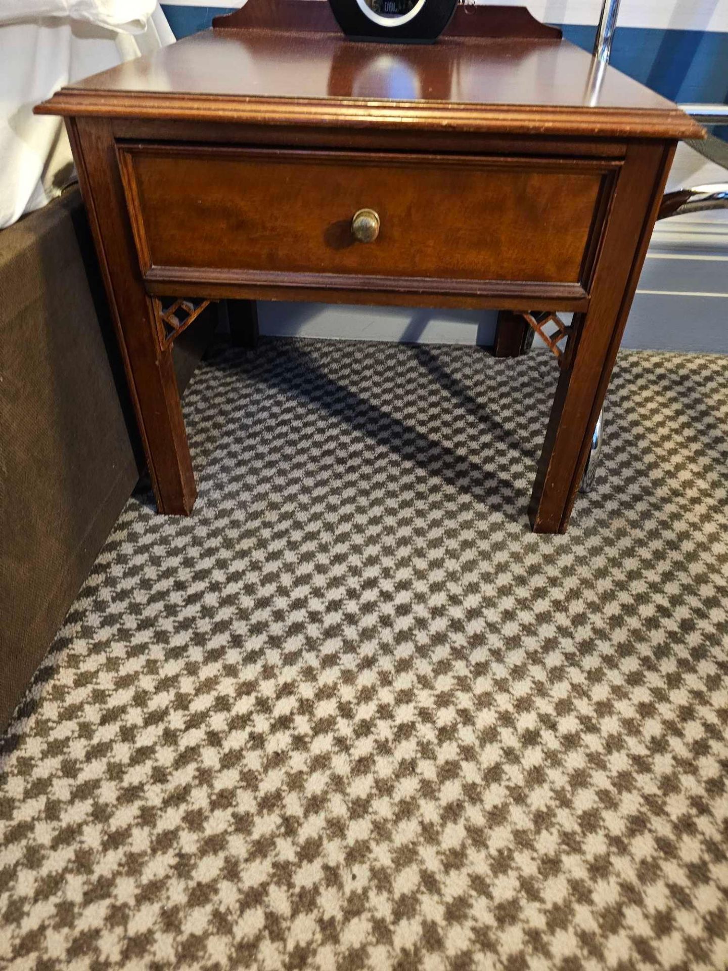 A Mahogany Single Drawer Nightstand The Moulded Top Above A Single Drawer With Brass Pull Raised - Image 2 of 3