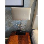 A Pair Of Heathfield & Co Star Nickel Table Lamp Complete With Shades Model SP/STR/206565 (Loc: Room