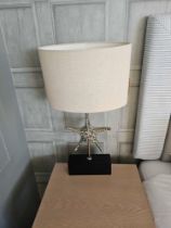 A Pair Of Heathfield & Co Star Nickel Table Lamp Complete With Shades Model SP/STR/206565 (Loc: Room