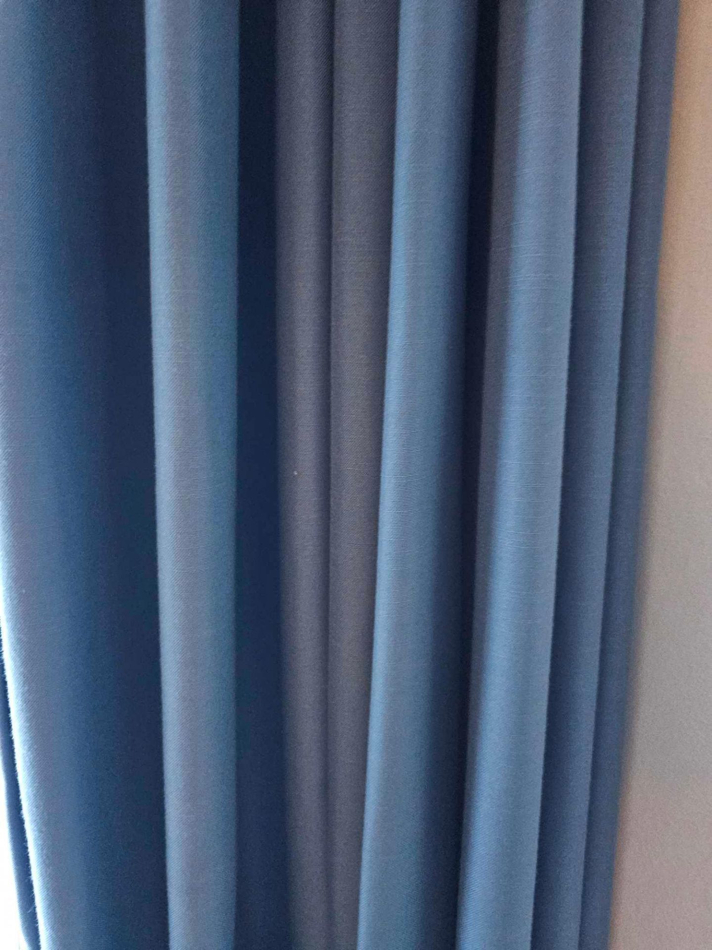 2 x Pair Of Drapes Blue Wove Linen Fully Lined With Pencil Pleat Top 200 x 260cm (Loc: Room 132) - Image 2 of 3