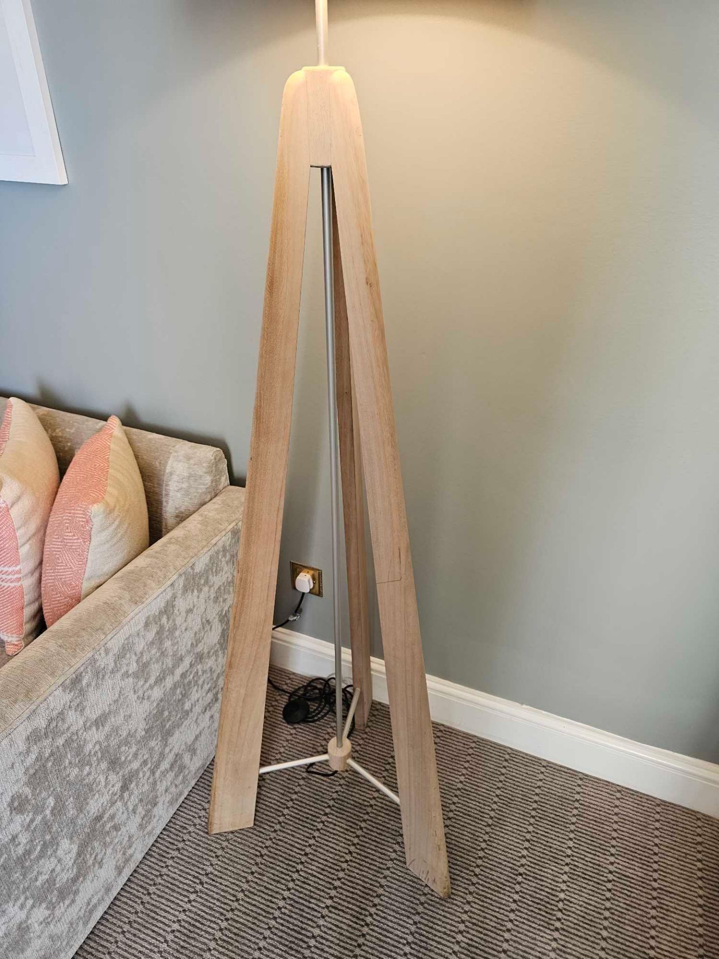 Pavillion PR Home Tri Floor Lamp The Tri Is A Large Floor Lamp Available In Natural Meh Wood The - Image 3 of 4