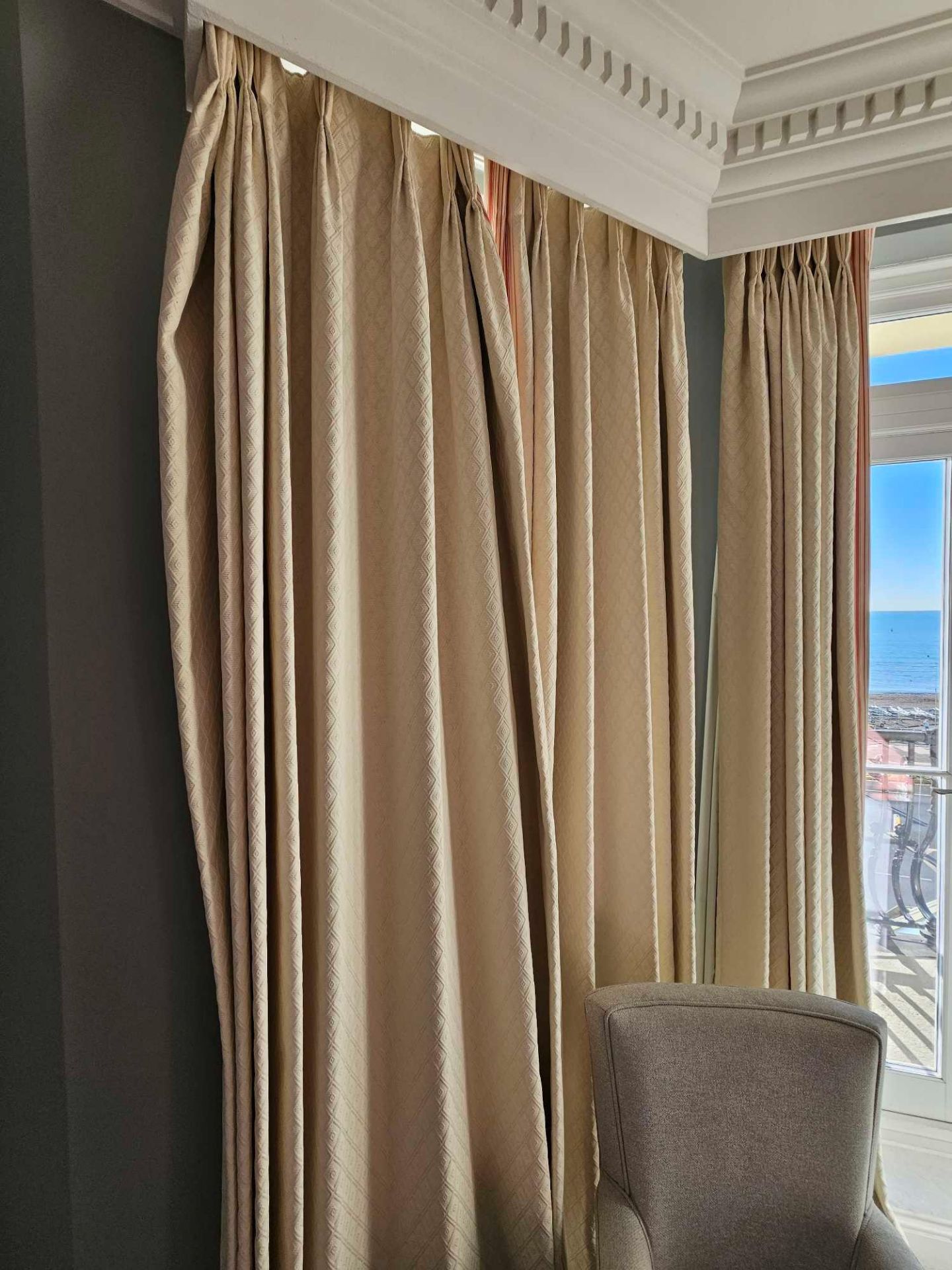 3 x Pairs Of Drapes The Cream Drapes Are A Magnificent Addition To Any Home, Draped From Ceiling