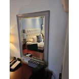 Modern Bevelled Accent Mirror Grey Timber Frame With Gold Trim Detailing 70 x 100cm (Loc: Room 130)