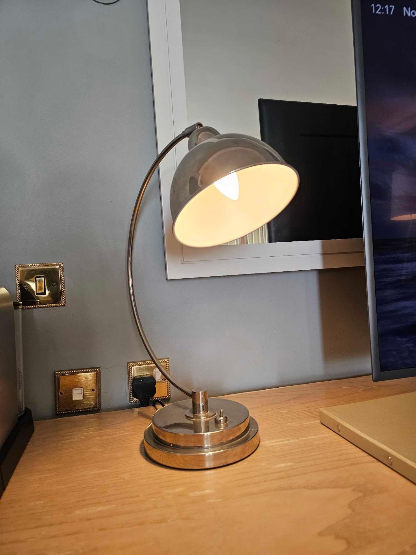 Heathfield & Co Oslo Polished Nickel Lamp (Loc: Room 126) - Image 2 of 2