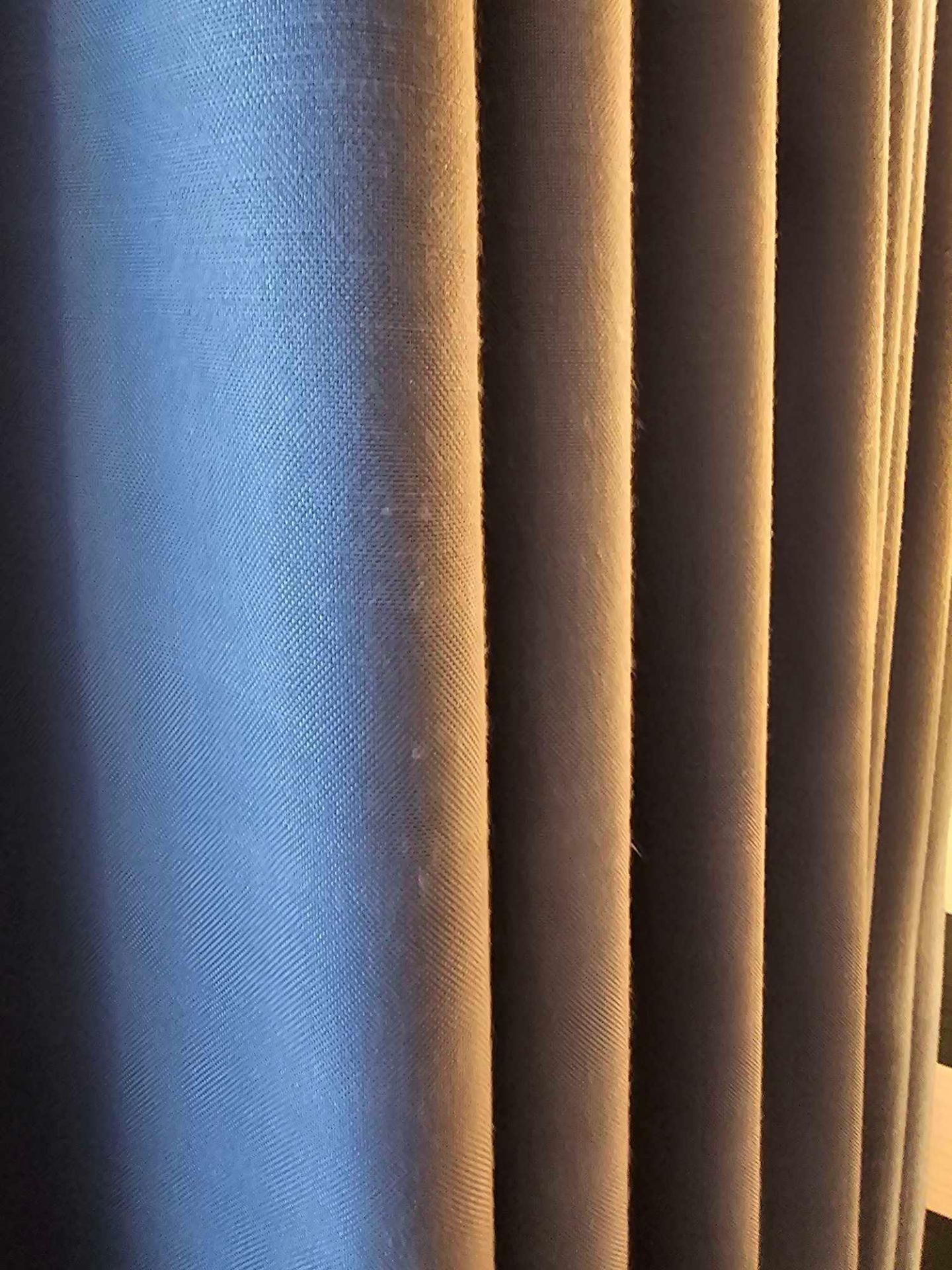 Drapes Blue Wove Linen Fully Lined With Pencil Pleat Top 240 x 340cm (Loc: Room 133) - Image 3 of 3