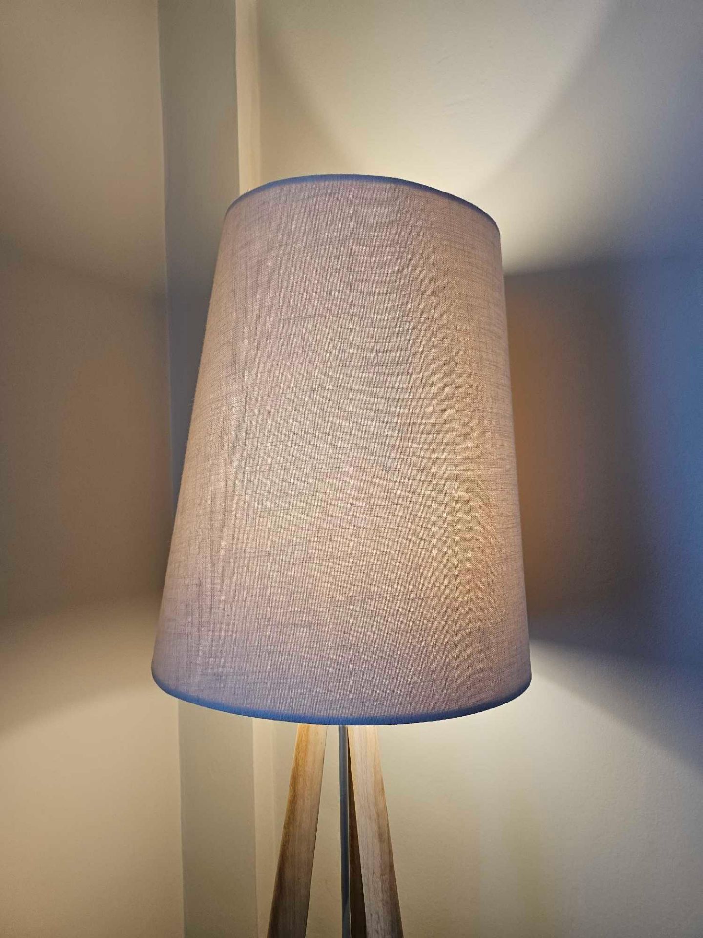 Pavillion PR Home Tri Floor Lamp The Tri Is A Large Floor Lamp Available In Natural Meh Wood The - Image 3 of 3