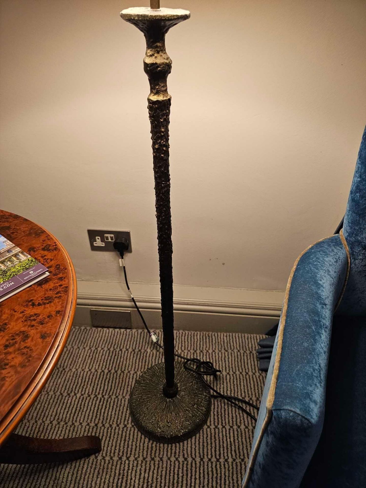 Heathfield & Co Brass Short Height Floor Lamp With Shade 127cm Tall (Loc: Room 131) - Image 2 of 3