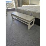 Bench This End Of Bed Bench Blends Wood Elements With A Neutral Leather Upholstery And Simple Design